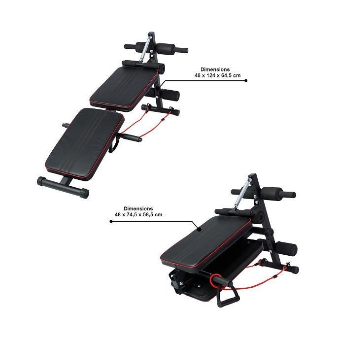 BANC ABDOMINAL PLIABLE AVEC BANDES DE RÉSISTANCE ET TENDEUR