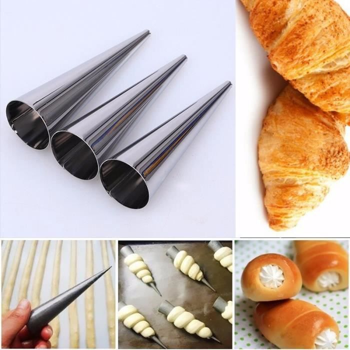 Moule à gateaux,Tubes de cuisson en acier inoxydable, 5 pièces, pour pâtisserie, pâtisserie, rouleaux en corne, ustensile de