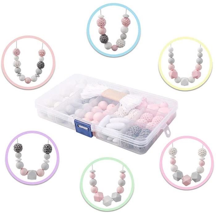kit diy de perles de silicone pour fabriquer des attache sucette et collier dallaitement pour les bébés
