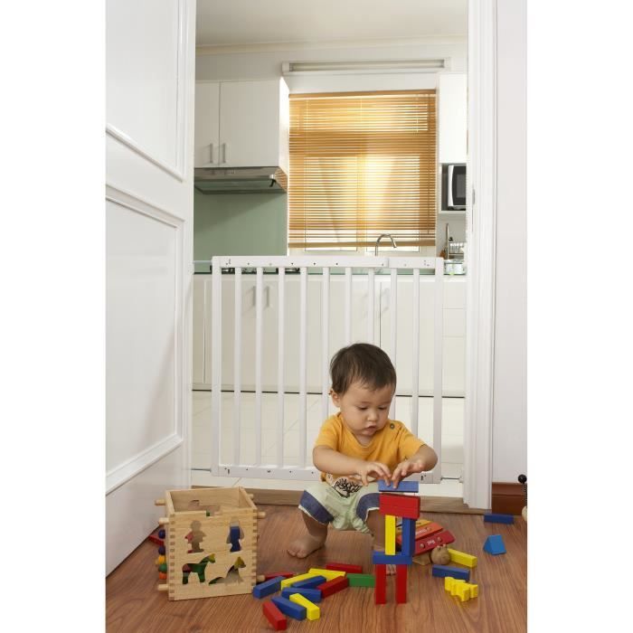 Barrière de sécurité Maya 63,5 - 105,5cm, en bois, blanche