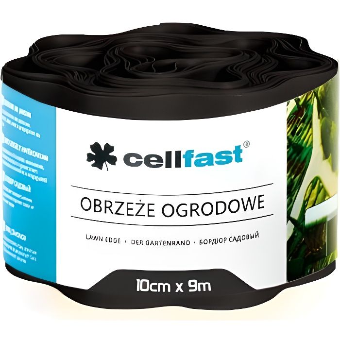 Bordure de pelouse ondulé Cellfast 100mm x 9m en PVC flexible Noir