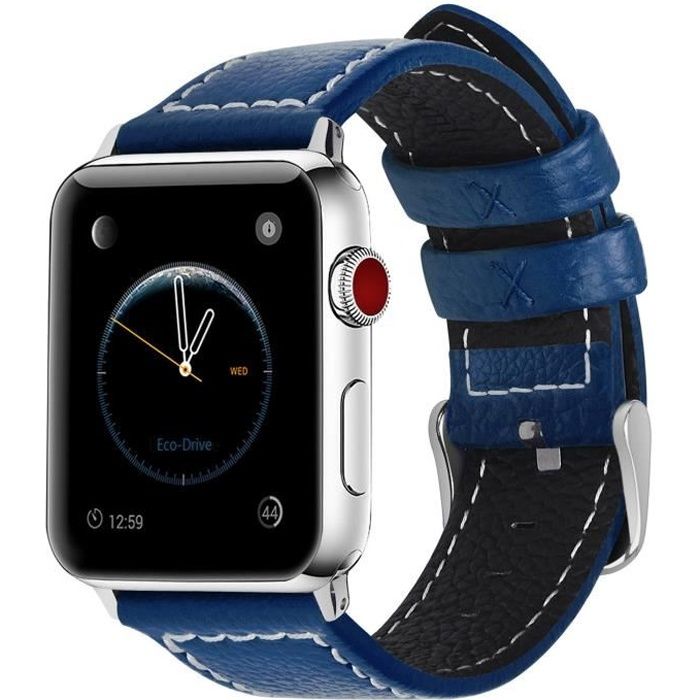 Fullmosa Compatible avec Bracelet Apple Watch 38mm/40mm/41mm,Cuir Bracelet iWatch, pour Apple Watch SE Séries 7/6/5/4/3/2/1,Bleu Fon