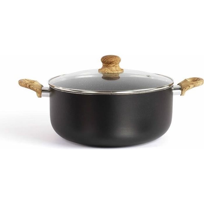 Faitout Ø 28 cm aspect pierre et bois MEP117