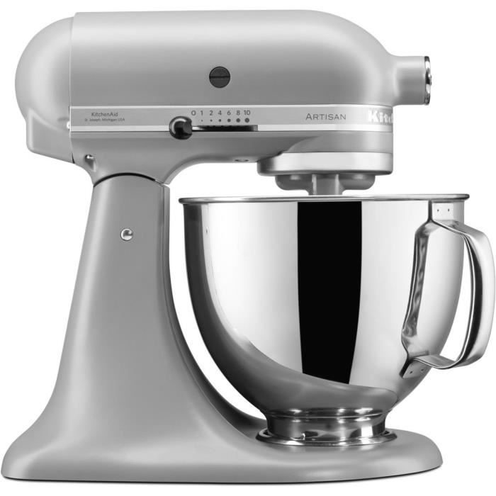 KITCHENAID 5KSM125EFG - Robot pâtissier multifonction à tête inclinable - 4,8L - Gris graphite