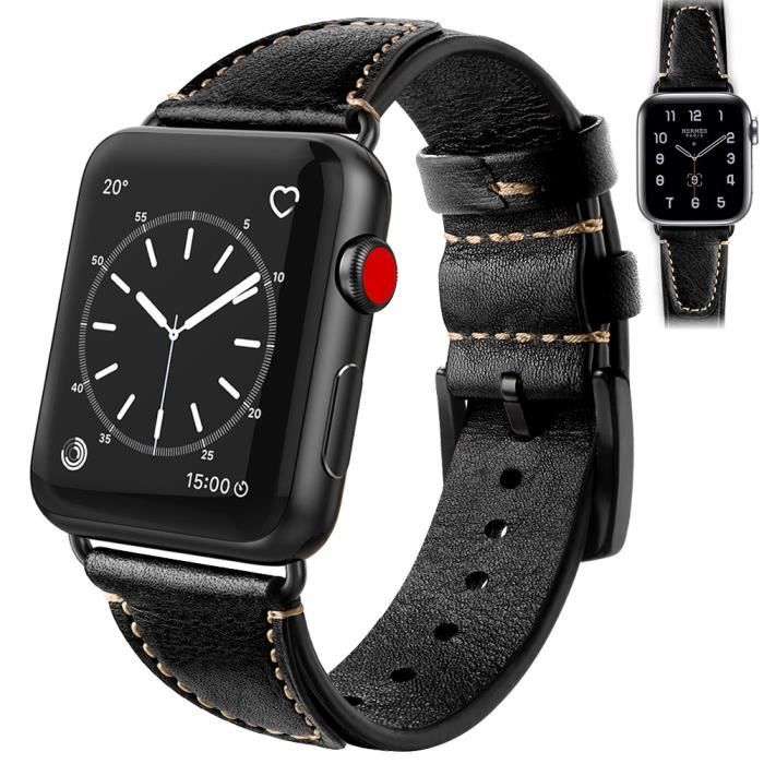 Compatible avec Bracelet Apple Watch 42mm/44mm/45mm,Bande pour Bracelet iWatch SE Series 7 Series 6 Series 5 Series 4/3/2/1(Noir)