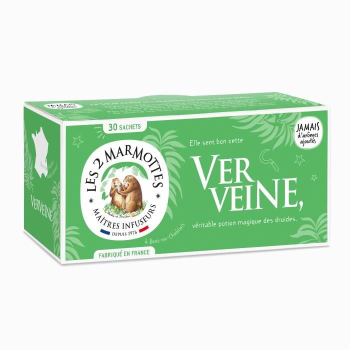 Les 2 Marmottes - Infusion Verveine BIO 30 Sachets - Bien-Être Détente Et Relaxation - Pour Se Recentrer Sur Soi -