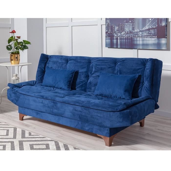 Canapé droit Bleu Tissu Confort