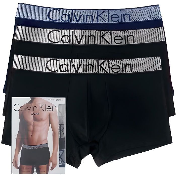 CALVIN KLEIN Pack de 3 Boxers Coton Sous - vêtements pour hommes Noir-Noir-Marine