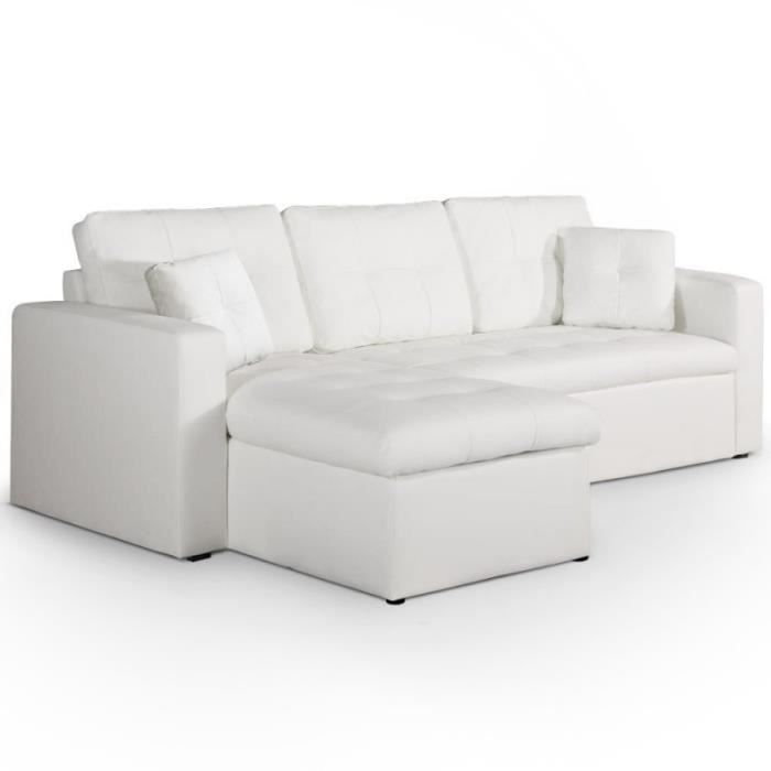 Canapé D'angle Convertible -corto- 230cm Blanc - Paris Prix