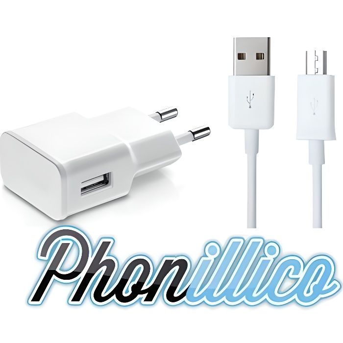 Chargeur Secteur + cable usb blanc compatible Samsung Galaxy Grand Prime