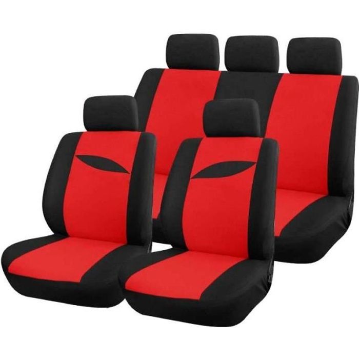 Housse auto rouge universelle 9 pcs