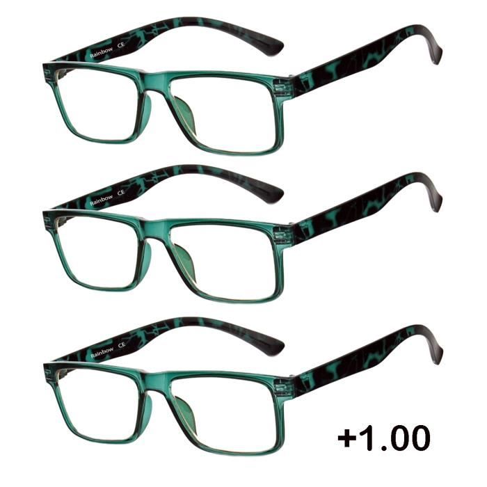 3 Lunettes de Lecture Wave RRD Noir-Vert +1.00