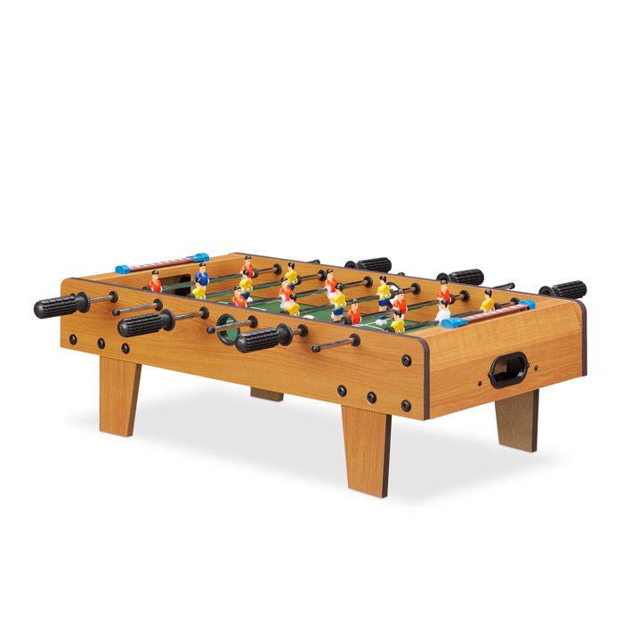 Relaxdays Baby-foot mini babyfoot de table enfants adulte jeu de table soccer de voyage lxP 69 x 37 cm, vert-marron