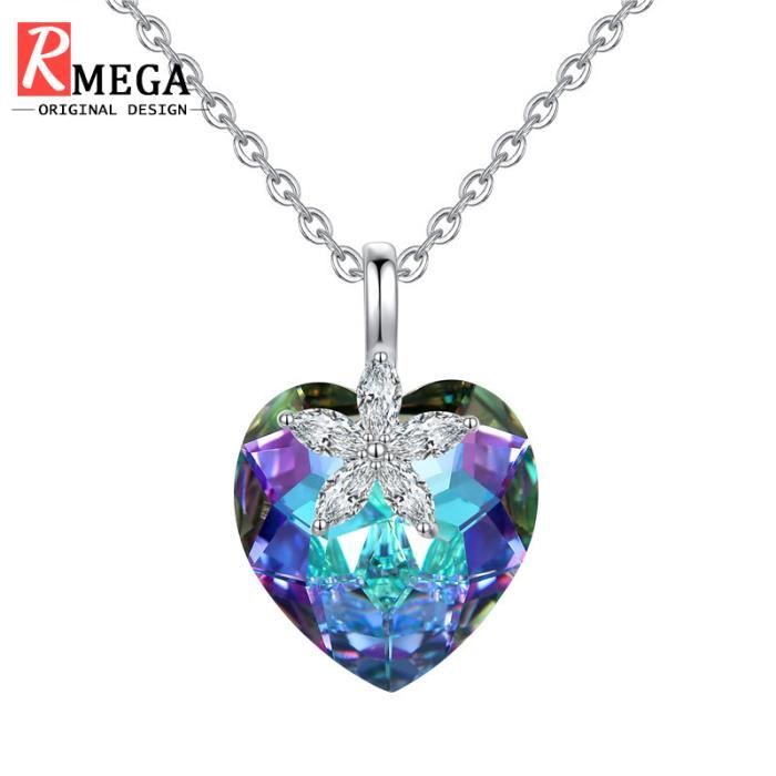 Collier Femme - Zinc - RMEGA - élégant , Cadeau de Anniversaire , Saint Valentin - Blue