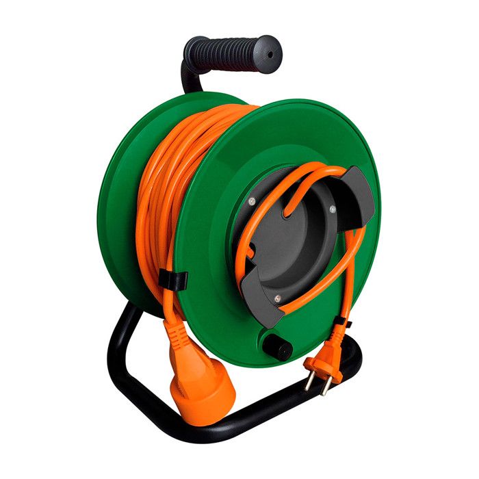 Enrouleur de jardin IP44 1 prise sans terre - 2x1,5mm² - 25m - Zenitech