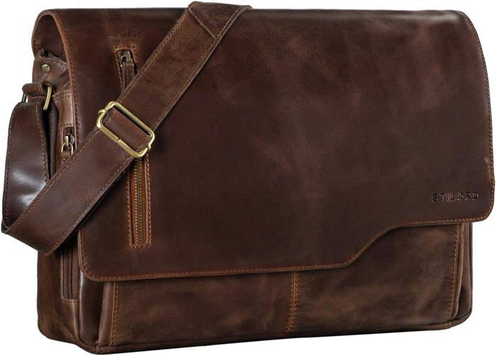 Sac en Cuir pour Hommes Travail Universit?� Sac de Bureau Vintage Bandouli?�re Sacoche d 