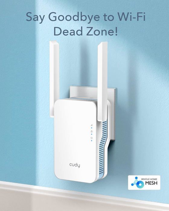Amplificateur WiFi 1200Mbps Double Bande - 6 Antennes - Couvre 1200m² - Compatible Toutes Box