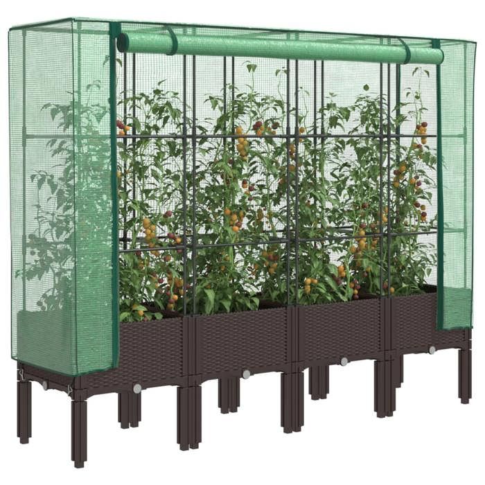 vidaXL Jardinière avec housse Rotin 160x40x140 cm - vue 2