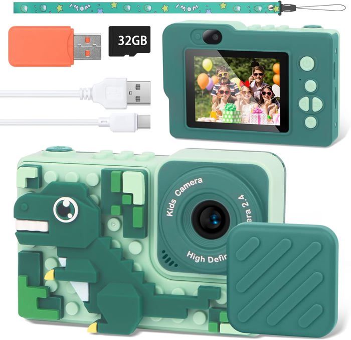 Dilwe Caméscope pour Enfant X2 Mini 2.0 in Appareil Photo Numérique HD 1080P pour Enfants IPS