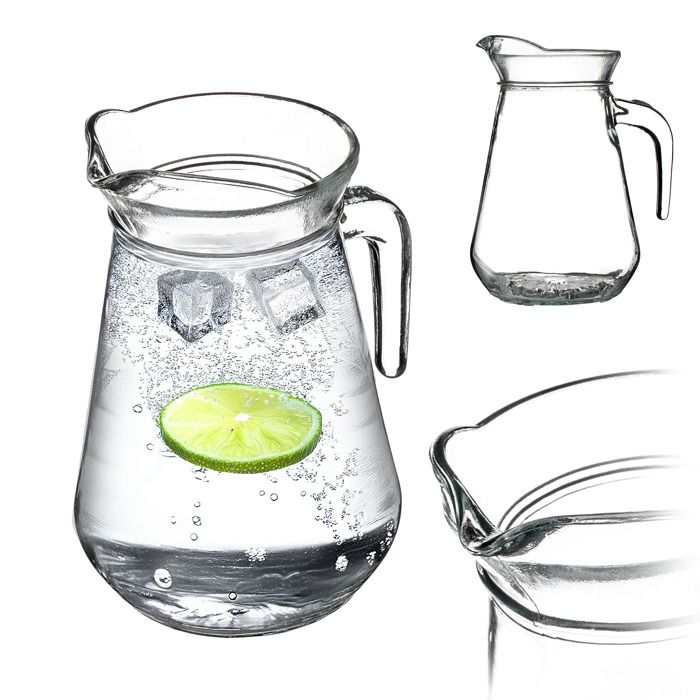 KADAX Pichet en Verre, Élégante Carafe pour Sublimer le Service de Boissons Fraîches telles que l'Eau, le Jus et la Limonade, Cruche avec Poignée (1.7L