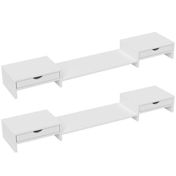 Support Moniteur Réglable VidaXL - Avec Rangement Bureau - Bois Ingénierie Noir