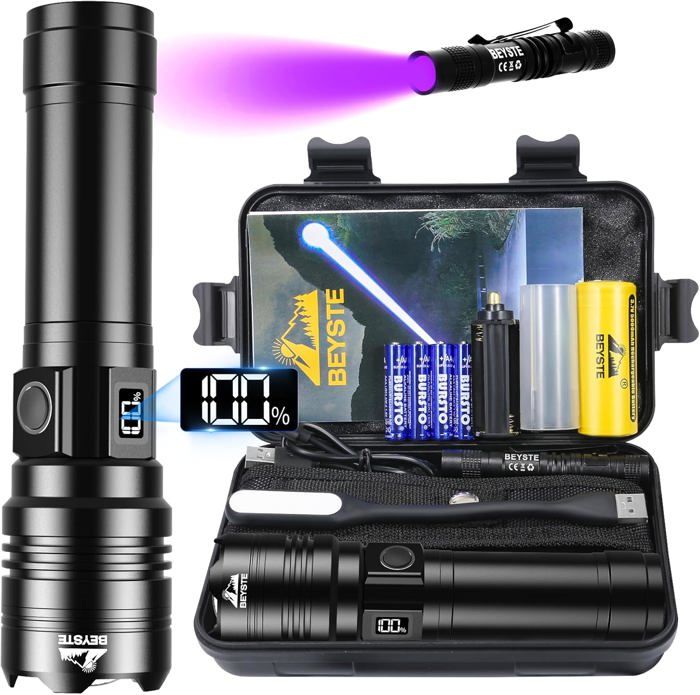 Lampe de Poche - HOME FIT TRAINING - BEYSTE A15 - 500000 Lumens - Rechargeable USB - 5 Modes