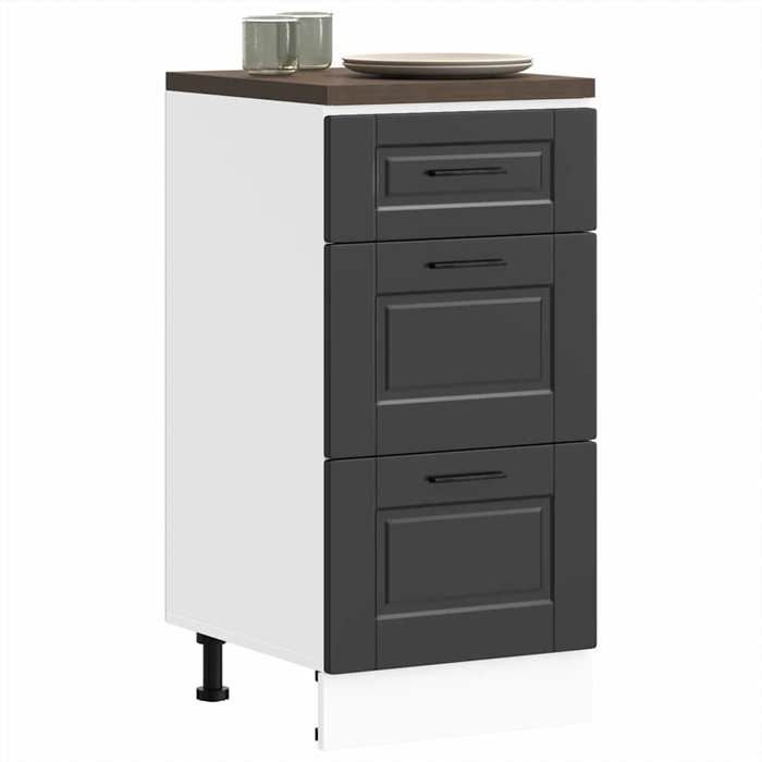 vidaXL Armoire de cuisine Porto noir bois dingénierie meuble dévier meuble de cuisine avec tiroir meuble de cuisine à 854221