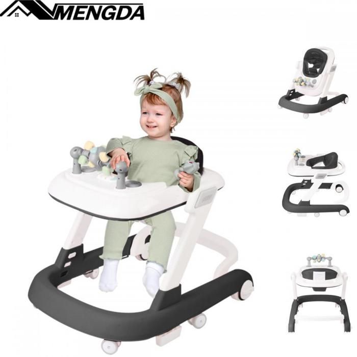 Trotteur bébé évolutif 2-en-1 -MENGDA-Jouet déveil amovible Musique Hauteur Réglable- Charge Max 25 KG-Nior