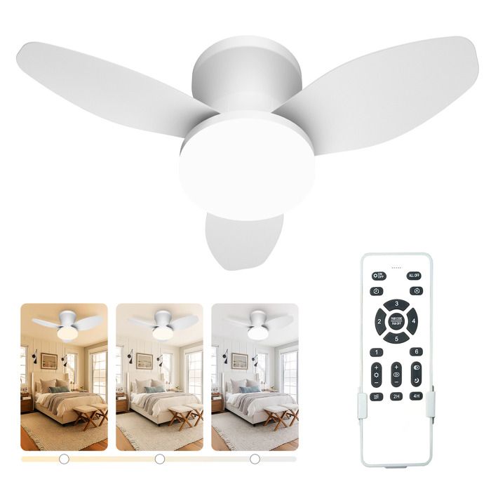 Ventilateur de Plafond - TANBABY - 60CM - Dimmable - 6 Vitesses - Silencieux avec Télécommande - Tanbaby