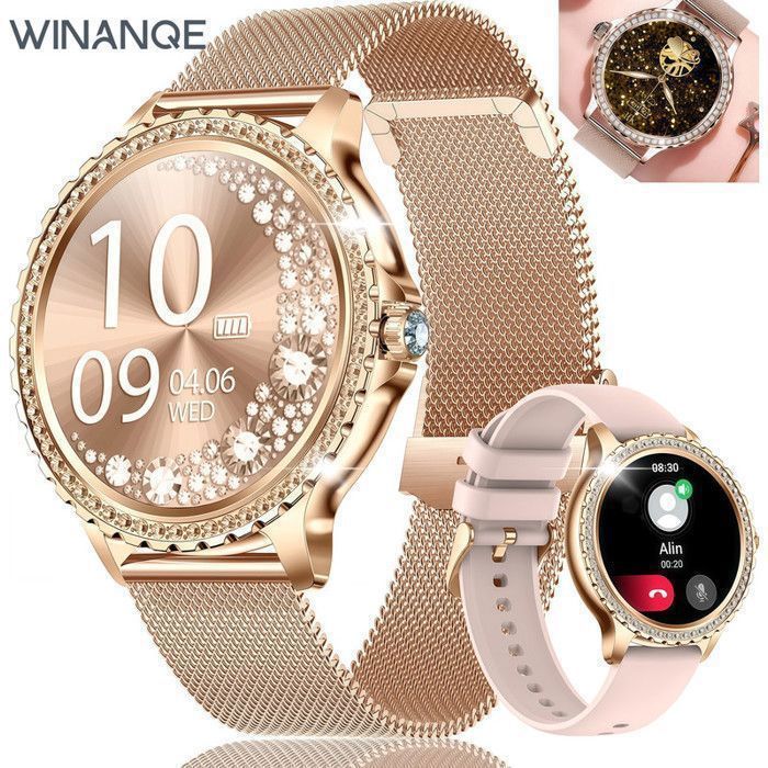 Montre connectée Femme WINANQE NX19 Appel Bluetooth 132 AMOLED Fonction Féminine Tracker dactivité Fréquence Cardiaque