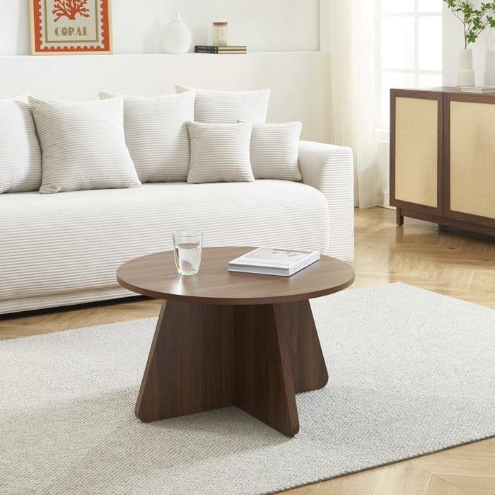 Table basse ronde RUBA effet noyer - Bois