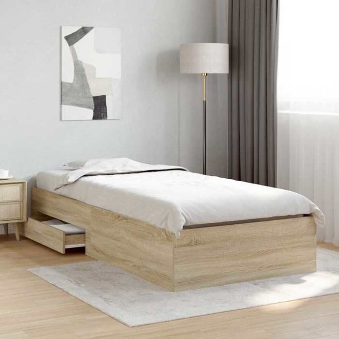 &Mode Lit 1 Personnes - BEWI - Structure de lit Adulte/enfant - Marron 90 x 190cm bois dingénierie 82202