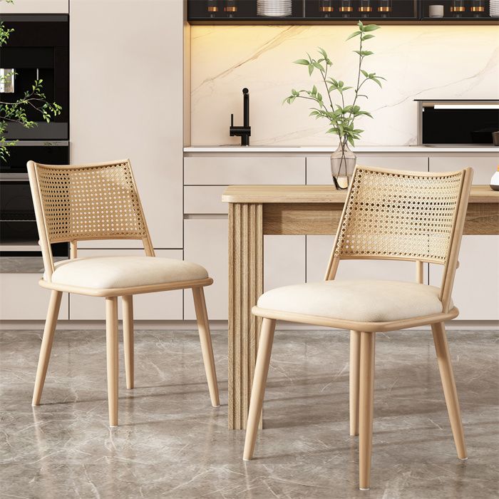 Chaises salle à manger - YEHTOKHOME - Lot de 2 - Capitonées - Revêtement simili PU - Dossier rotin