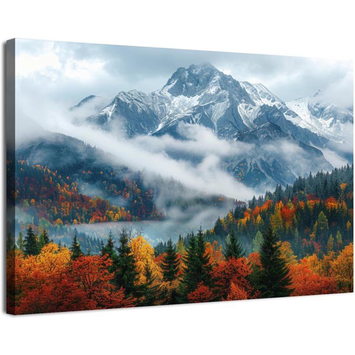 Tableau Déco Murale Sur Toile 120x80 Cm - Paysage D'Hiver Montagnes - Marque ARTTOR - Neuf