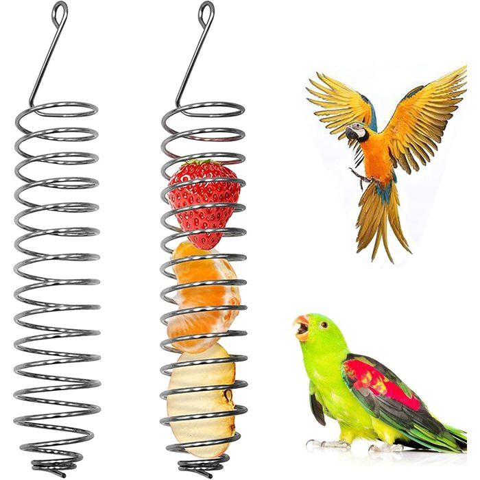 Lot de 2 mangeoires suspendues pour perroquets distributeurs de fruits et légumes pour oiseaux