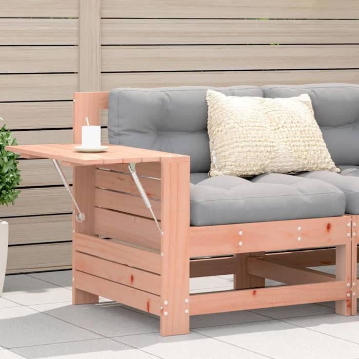 Automne/hiver Brun Canapé de jardin accoudoir avec table dappoint massif douglas - Hauteur:70.5cm DEC8670355