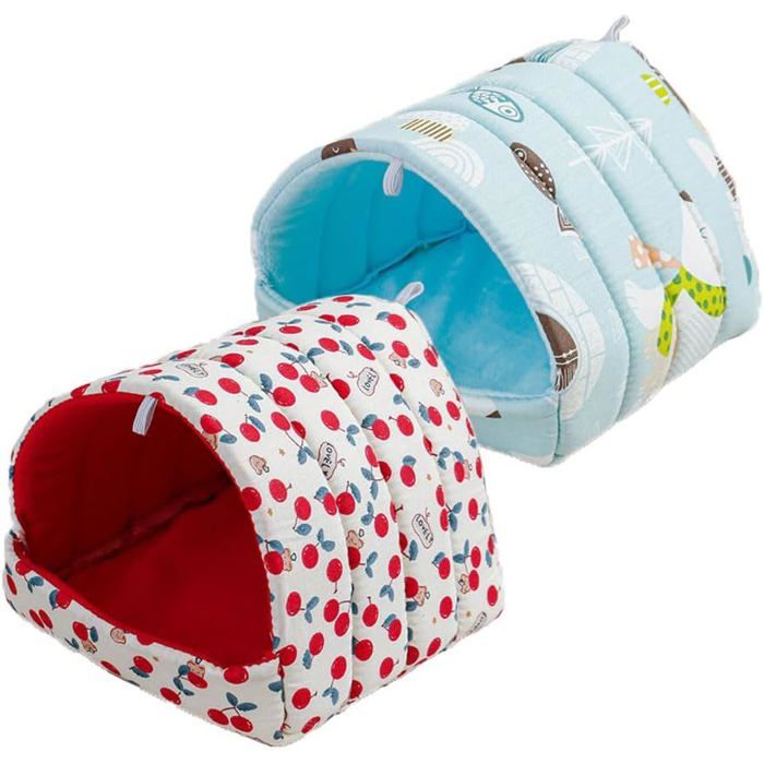 Meilleurs prix pour Lot de 2 Maisons Grottes en Peluche (19x19 cm) Couchages Chauds dHiver pour Hamsters et Cochons dInde .