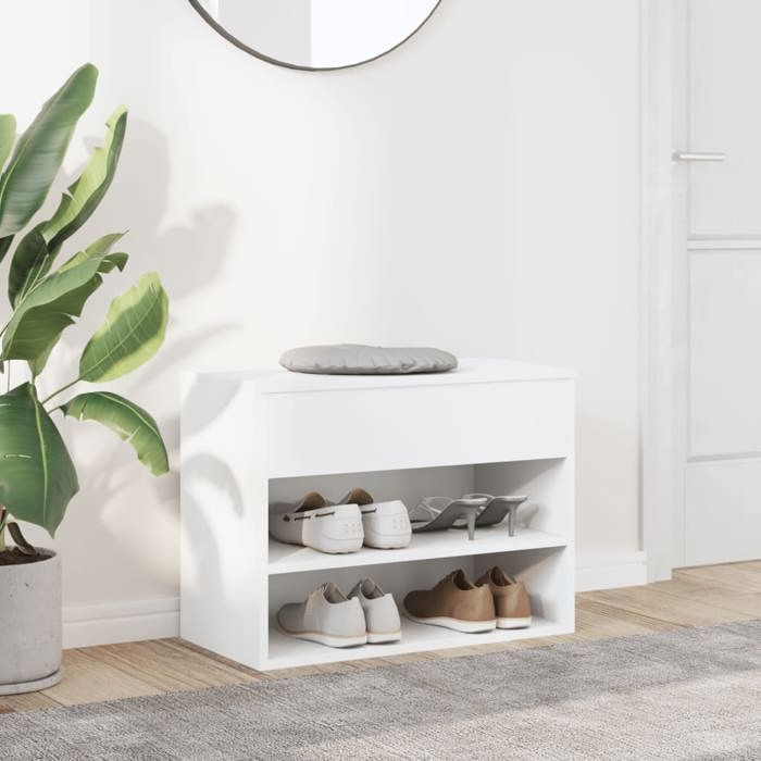 2026 dété®Cabinet Entrée Blanc - Banc à chaussures - style minimaliste - blanc - 60x30x45cm - Bois d’ingénierie 124 21120821