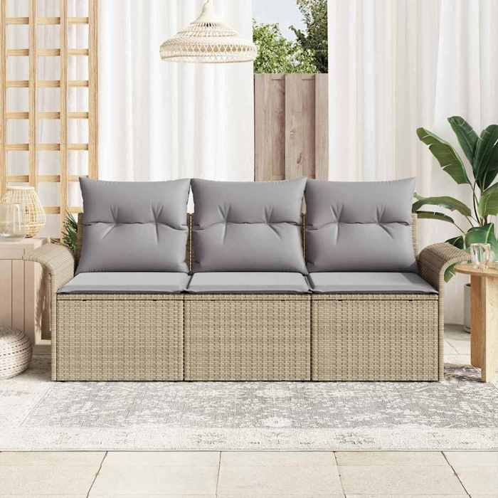 HOT SALE* Ensemble de canapé de jardin 3 pcs - SHIELD - Canapés dextérieur - Beige Poly rotin - 5117648