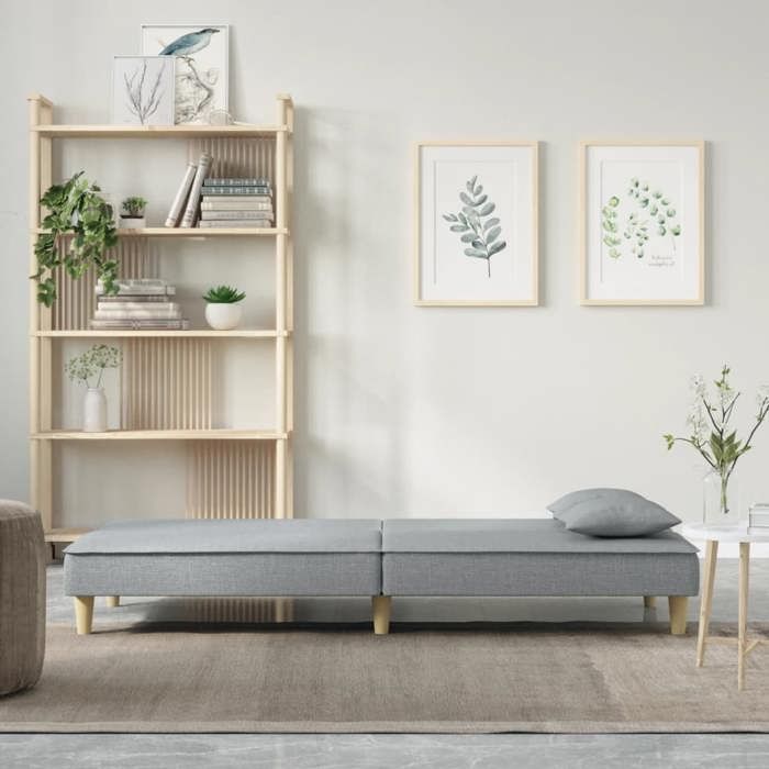 Antitaches Canapé-lit Scandinave - LEMONTREE - pour salon - Sofa réversible - à gris clair tissu Size globales:200x89x70cm 692646915
