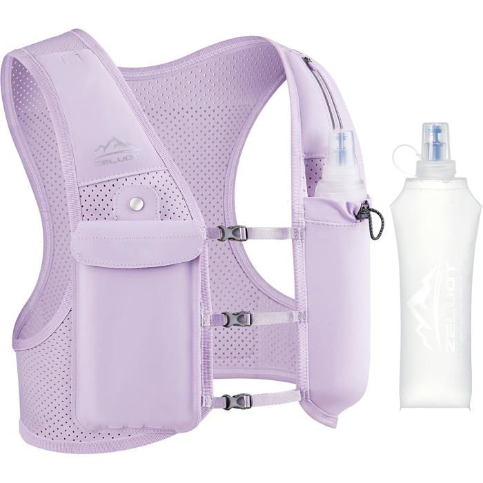 Gilet hydratation course - Unbrand - Flasque souple 500 ml - Sans BPA et PVC - Poches de rangement