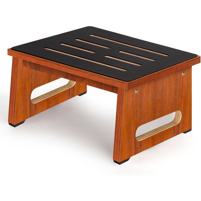 Marchepied adulte et senior en bois noyer 22 cm - antidérapant 40 x 45 cm - intérieur et extérieur 450 lb