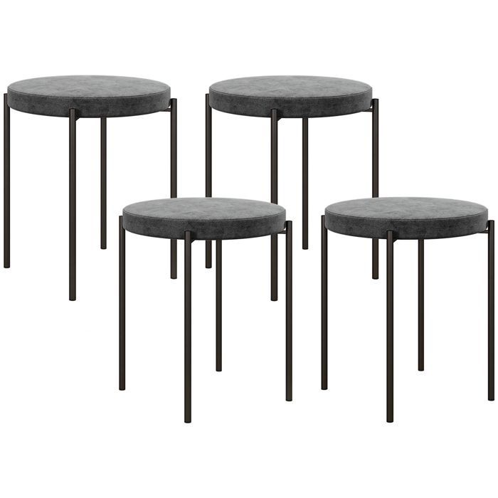 Tabouret de cuisine lot de 4 415x415x46cm gris foncé empilable pour rangement gain de place assise confortable et rembourrée