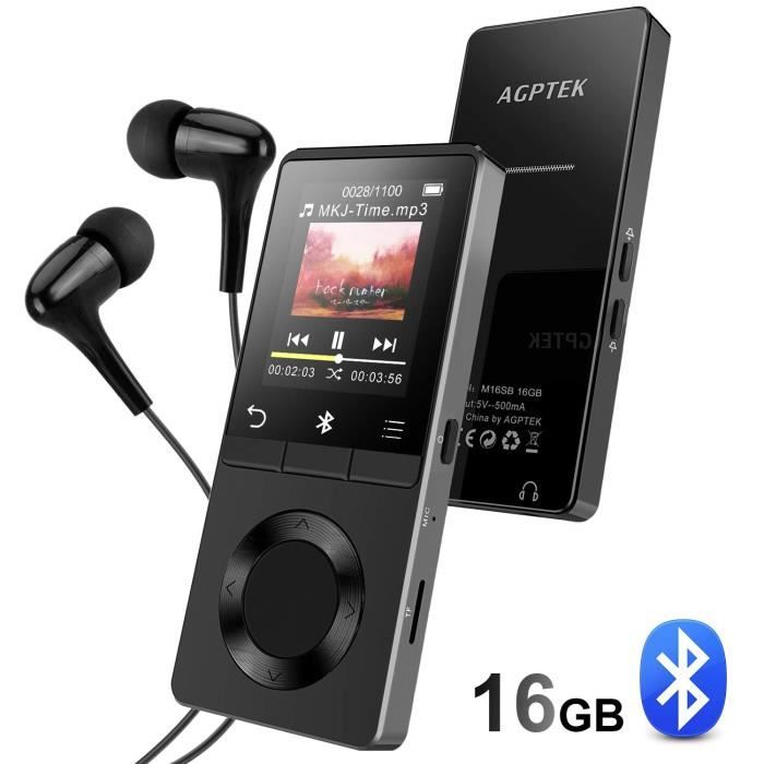 Lecteur MP3 Bluetooth AGPTEK 32Go avec Haut-Parleur HD et Carte TF jusqu'à  128Go - Noir - Cdiscount TV Son Photo