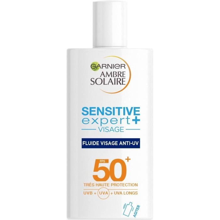 Fluide visage Anti-UV AMBRE SOLAIRE Garnier Sensitive expert FPS50 - 40 ml