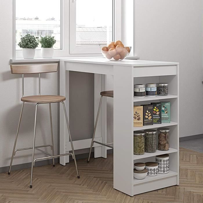 Table Bar Blanc Avec Rangements Mange Debout Table Haute De
