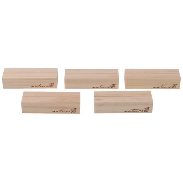 5pcs Porte Numero De Table Bloc Bois Naturel Support A Carte De