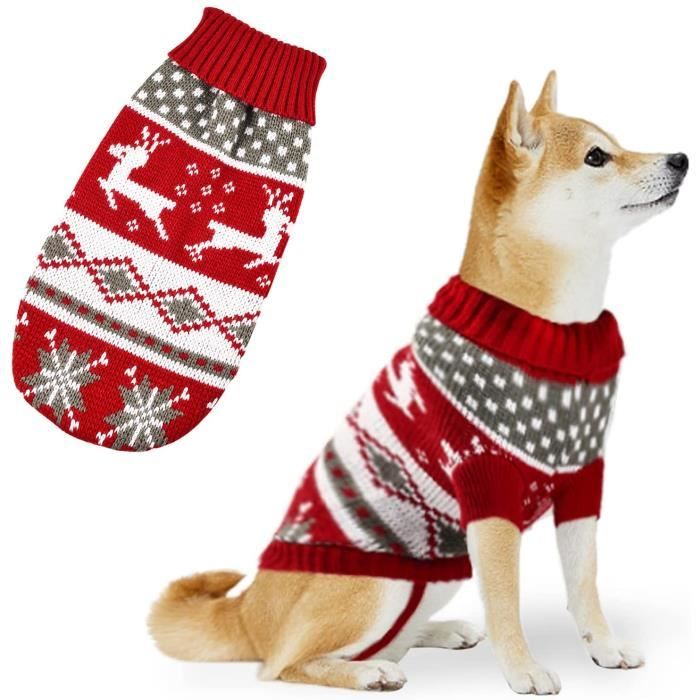 Pull de Noel pour Chien Pull en Tricot pour Chien avec Motif De Renne De Noel Chaud Pull pour Chat et Chiot Rouge et Blanc Medium Cdiscount
