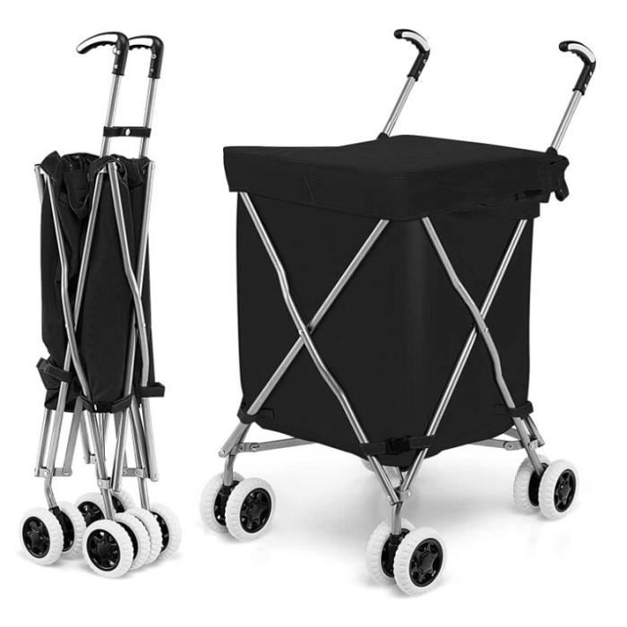 23L Sac De Courses Pliable À Roulettes Détachable Chariot De Courses À