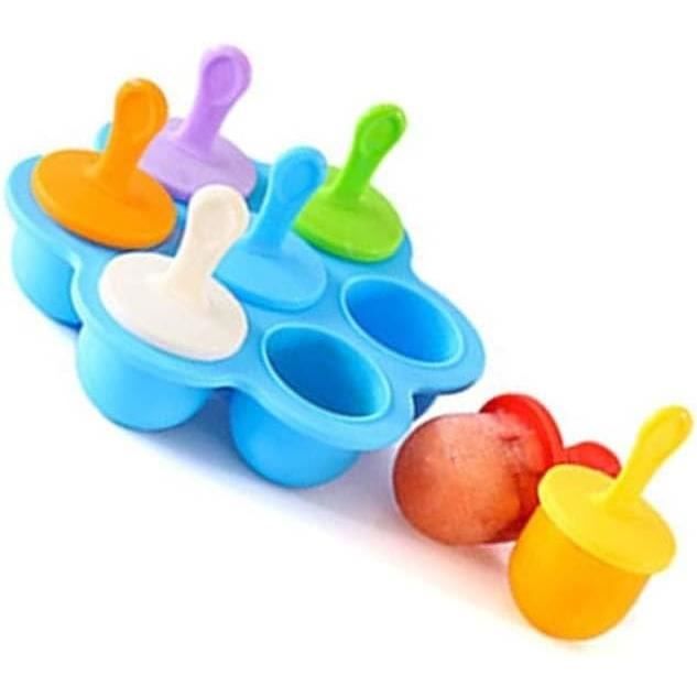 Moule à Glace Silicone 4 Cavités - Sans BPA, Réutilisable, Avec 100 Bâtonnets - Pour Popsicles Maison, Smoothies, Yaourts - 1